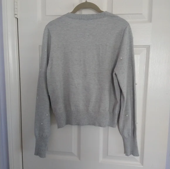 INC V-Neck Cardigan with Pearls Accent - Picture 3 of 7